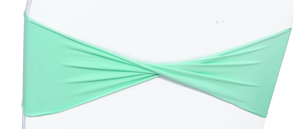 Mds Pack Of 10 Spandex Chair Sashes Bow Sash Elastic Chair Bands Ties Without Buckle For Wedding And Events Decoration Spandex Slider Sashes Bow - Sea Green