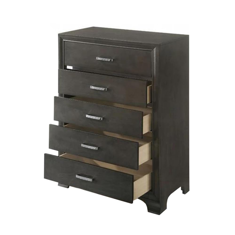 Acme Carine 5 Drawer Wooden Chest in Gray