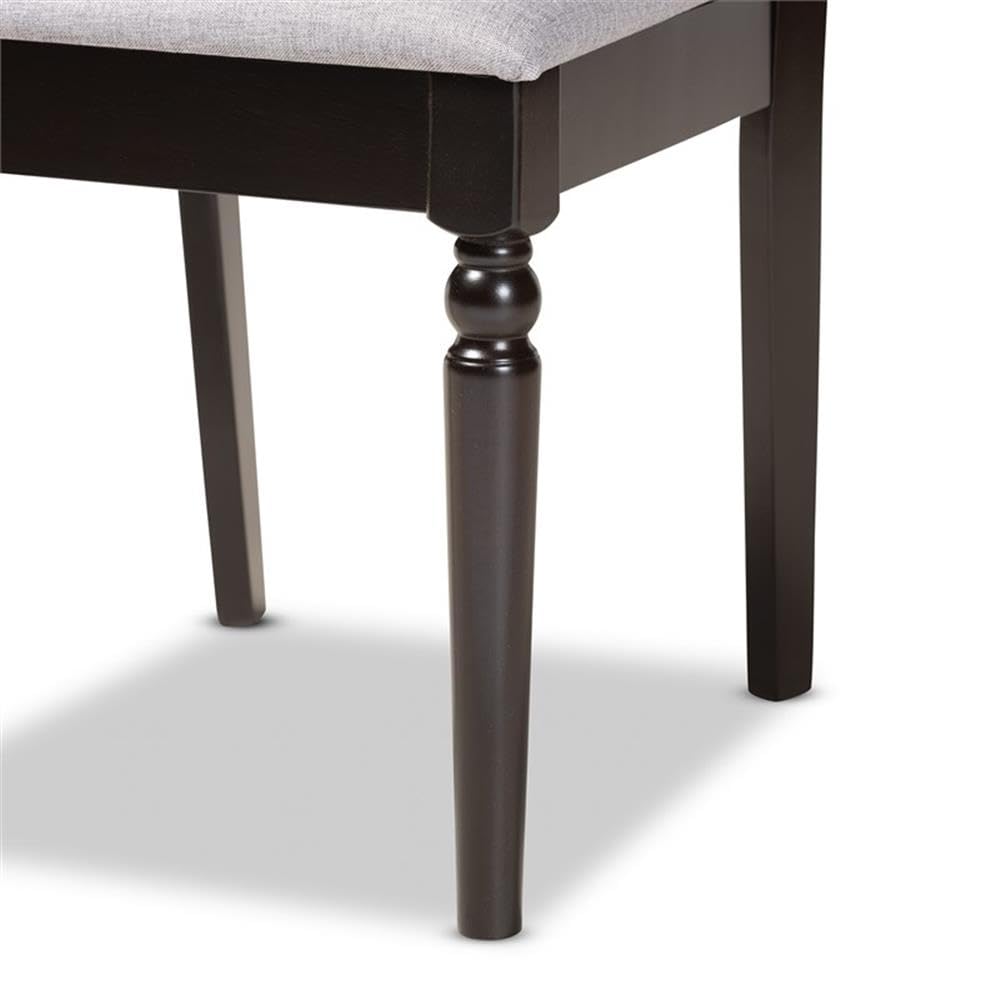 Baxton Studio Renaud Modern and Contemporary Grey Fabric Upholstered and Dark Brown Finished Wood 2-Piece Dining Chair Set