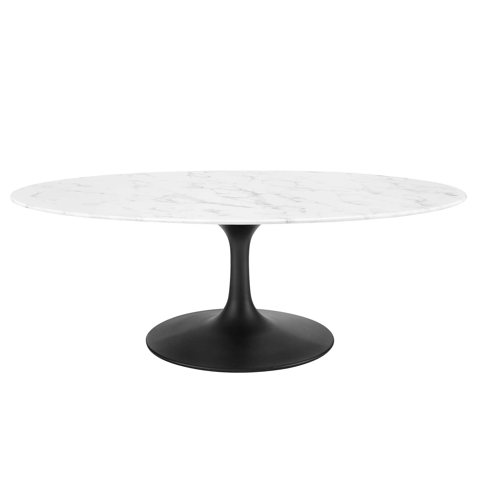 Modway Lippa Mid-Century Modern 48&quot; Oval Artificial Marble Coffee Table In Black White