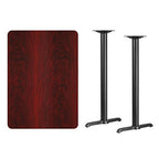 Flash Furniture Stiles 30'' x 42'' Rectangular Mahogany Laminate Table Top with 5'' x 22'' Bar Height Table Bases