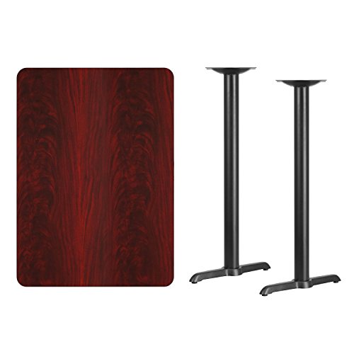 Flash Furniture Stiles 30'' x 42'' Rectangular Mahogany Laminate Table Top with 5'' x 22'' Bar Height Table Bases
