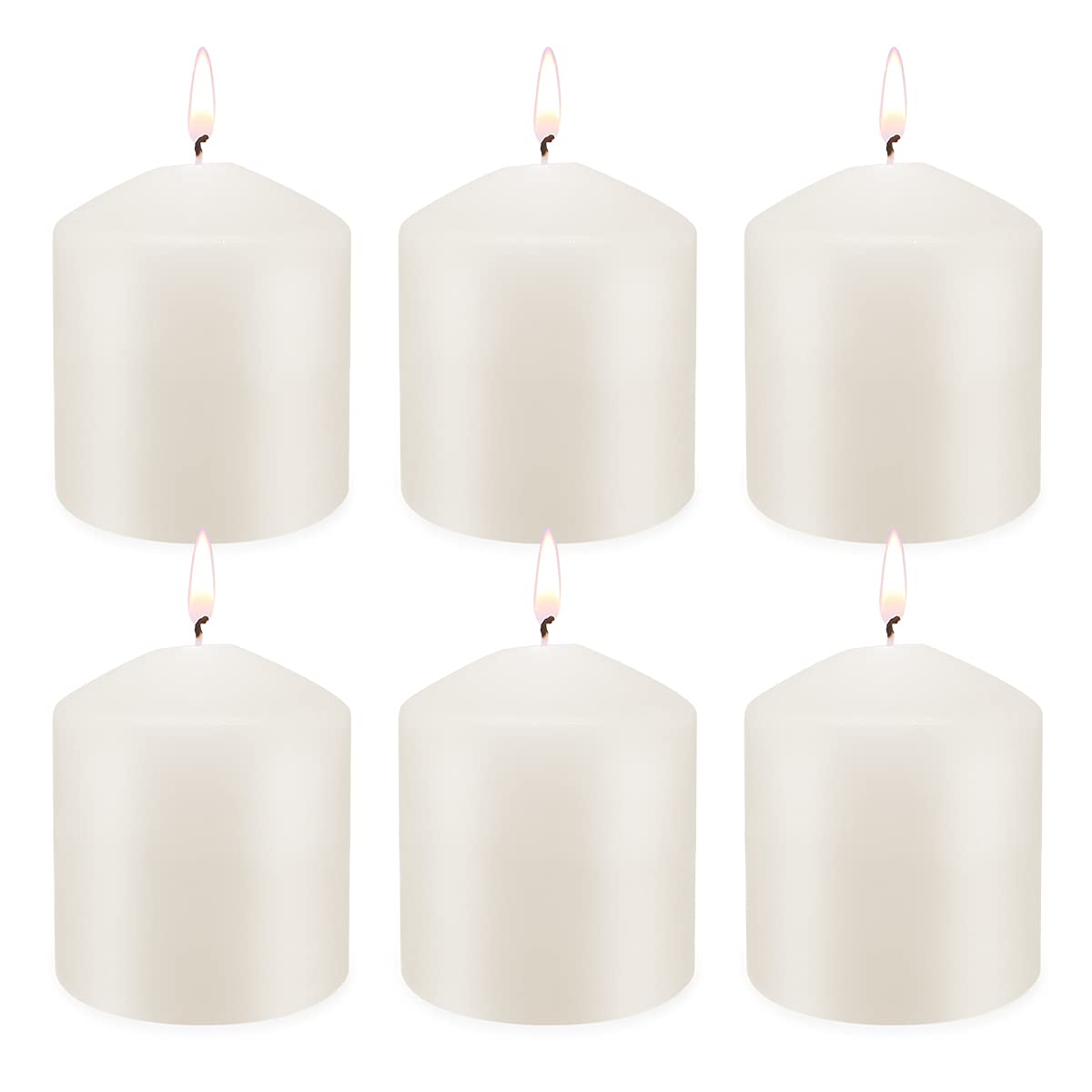 MISSYO 6 Pack 3x3 Inch Pillar Candles, 35 Hours Dripless Smokeless Unscented Candles for Home Weddings Restaurant Spa Church and