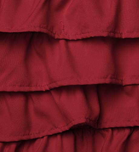 Elegant Comfort Luxurious Premium Quality 1500 Thread Count Wrinkle And Fade Resistant Egyptian Quality Microfiber Multi-Ruffle Bed Skirt - 15Inch Drop, Queen, Burgundy