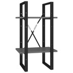 vidaXL Bookshelf Storage Shelf Shelving Unit Gray Engineered Wood/Metal Frame - Modern Freestanding Bookcase/Cabinet for Living Room/Office with 5 Shelves - 2 Cabinets, 27.6" / 41.3" High