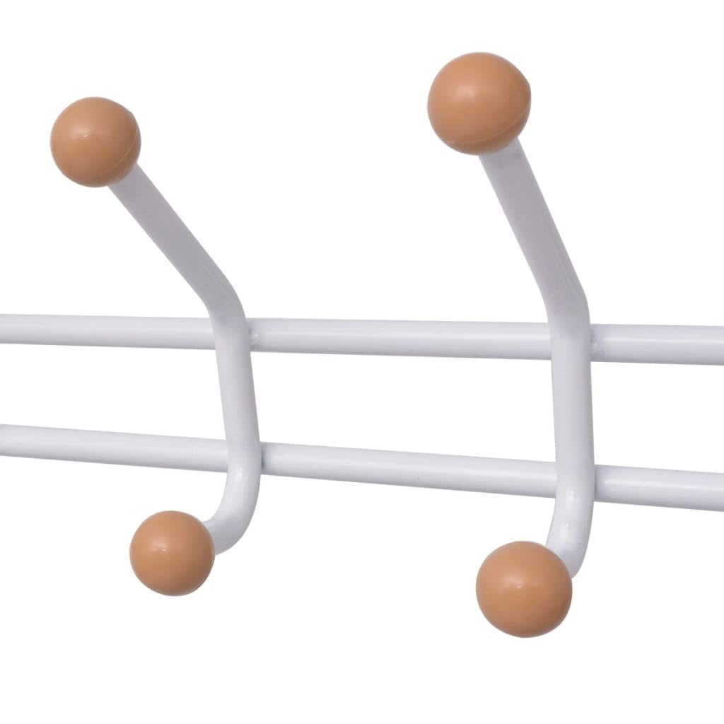 vidaXL Durable Coat Rack with Shoe Storage – White, Steel and Plastic Construction – Efficient Space Utilisation, Ideal for Homes and Offices