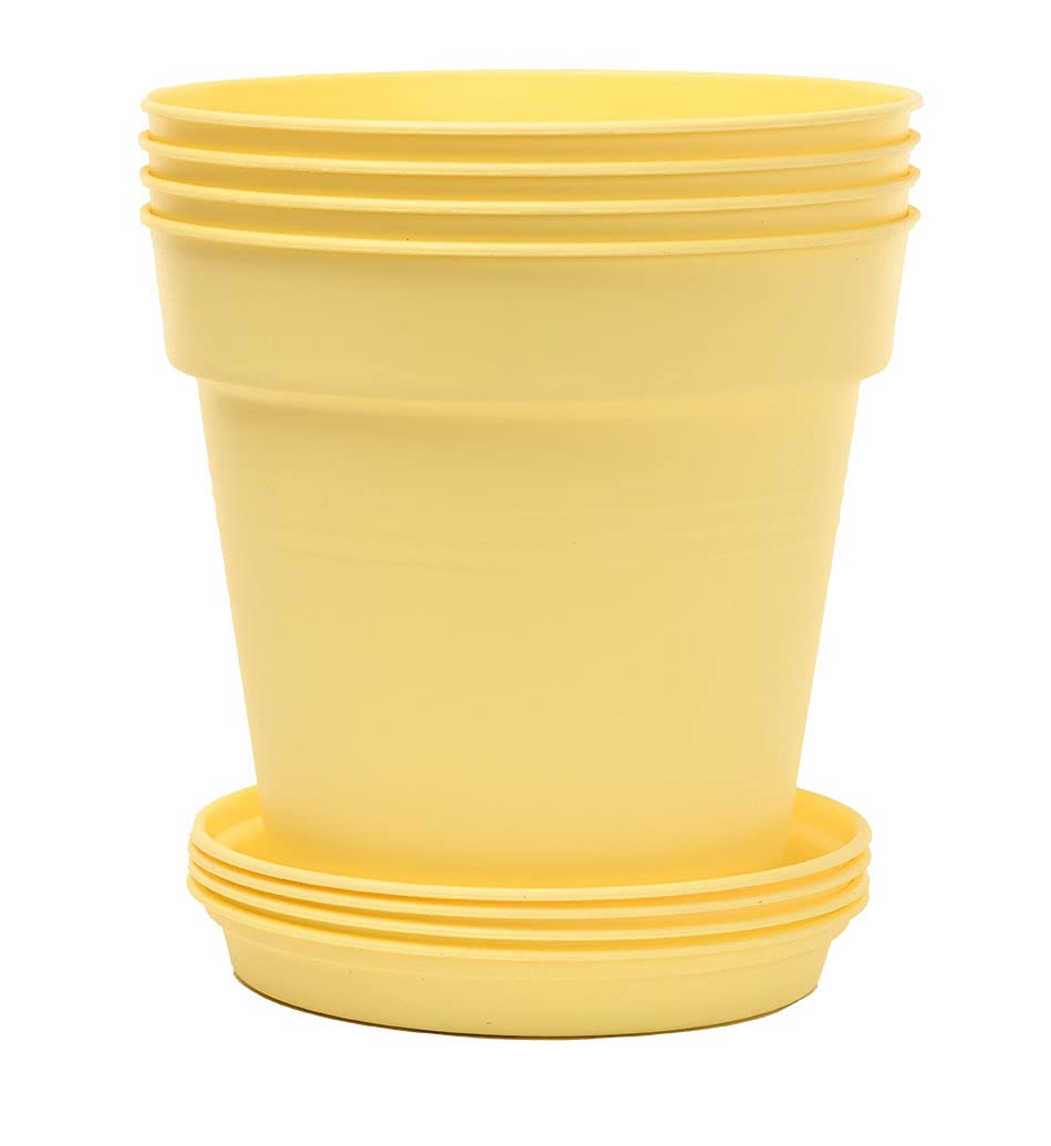 Mintra Home Garden Pots 4Pk (Yellow, 19Cm Diameter (7.5In))