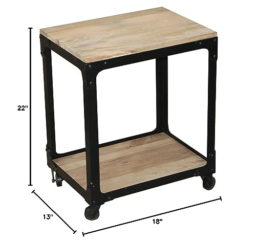 Progressive Furniture Outbound Casters Accent Table, 18&quot; W x 13&quot; D x 22&quot; H, Natural/Iron