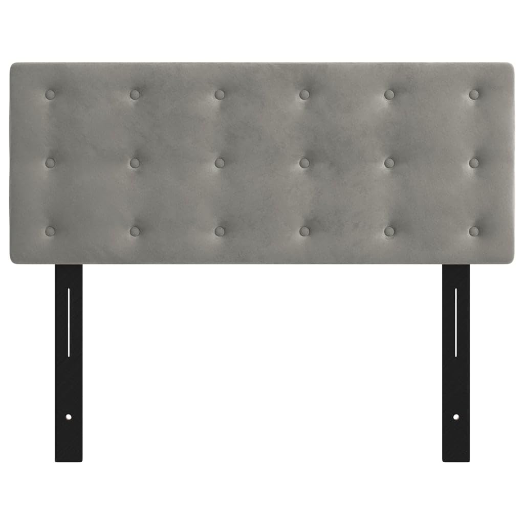 vidaXL Velvet Upholstered Headboard in Light Grey - Classic Design, Solid Larch Wood, Foam Filled, Perfect for Bedroom, Size: 39.4"x2"x30.7"/34.6"