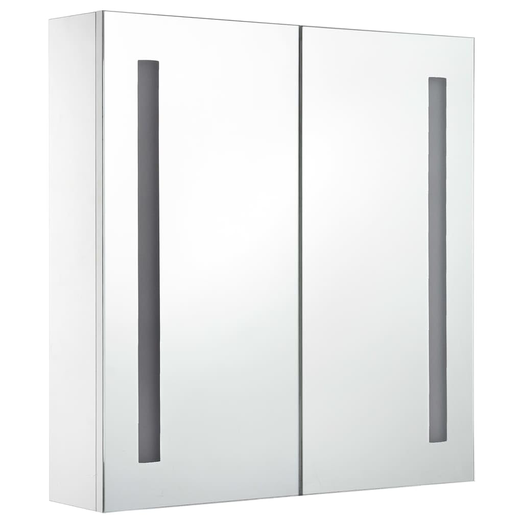 vidaXL Bathroom Cabinet Wall Mounted Mirrored Vanity LED Medicine Cabinet - 3 Shelves, MDF Melamine, 23.6 x 5.5 x 24.4