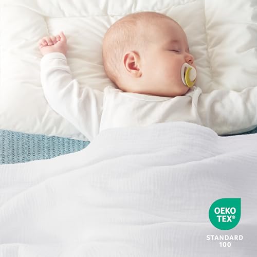 Bedsure 100% Cotton Muslin Throw Blanket Large 50X70 Inches - 4-Layer Breathable And Lightweight Soft Summer Gauze Muslin Blanket For Adults, White