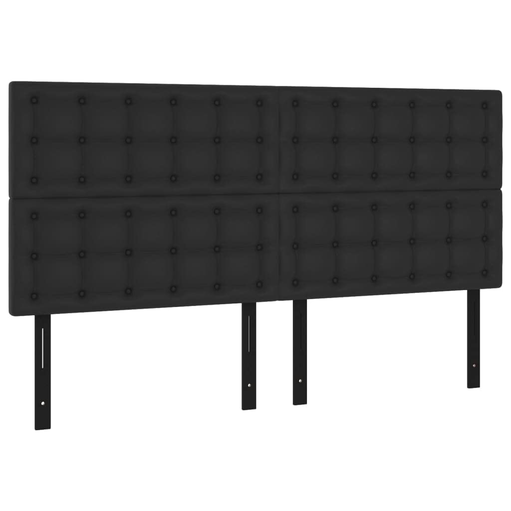 Vidaxl 4X Headboards Home Indoor Bed Accessory Bedroom Upholstered Headboard Bed Header Furniture Black 31.5"X2"X30.7"/34.6" Faux Leather