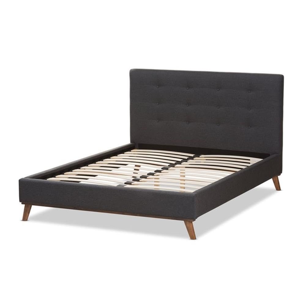 Baxton Studio Valencia Upholstered Queen Platform Bed in Dark Gray