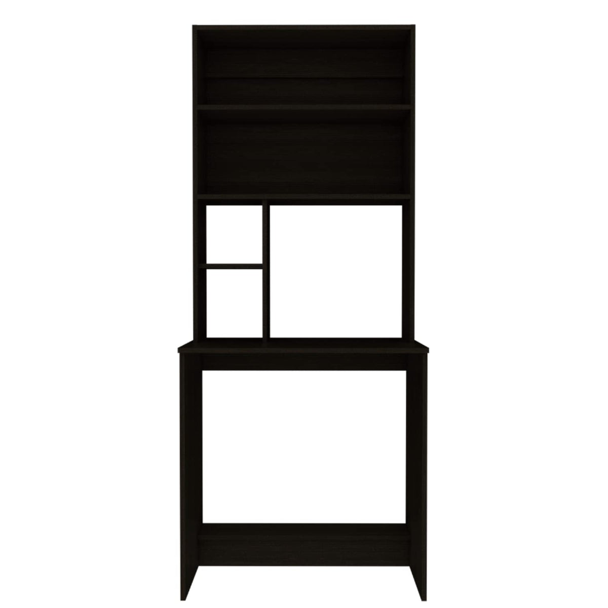 Xalo Computer Hutch Desk, Lower Shelf, 4 Shelves, Black