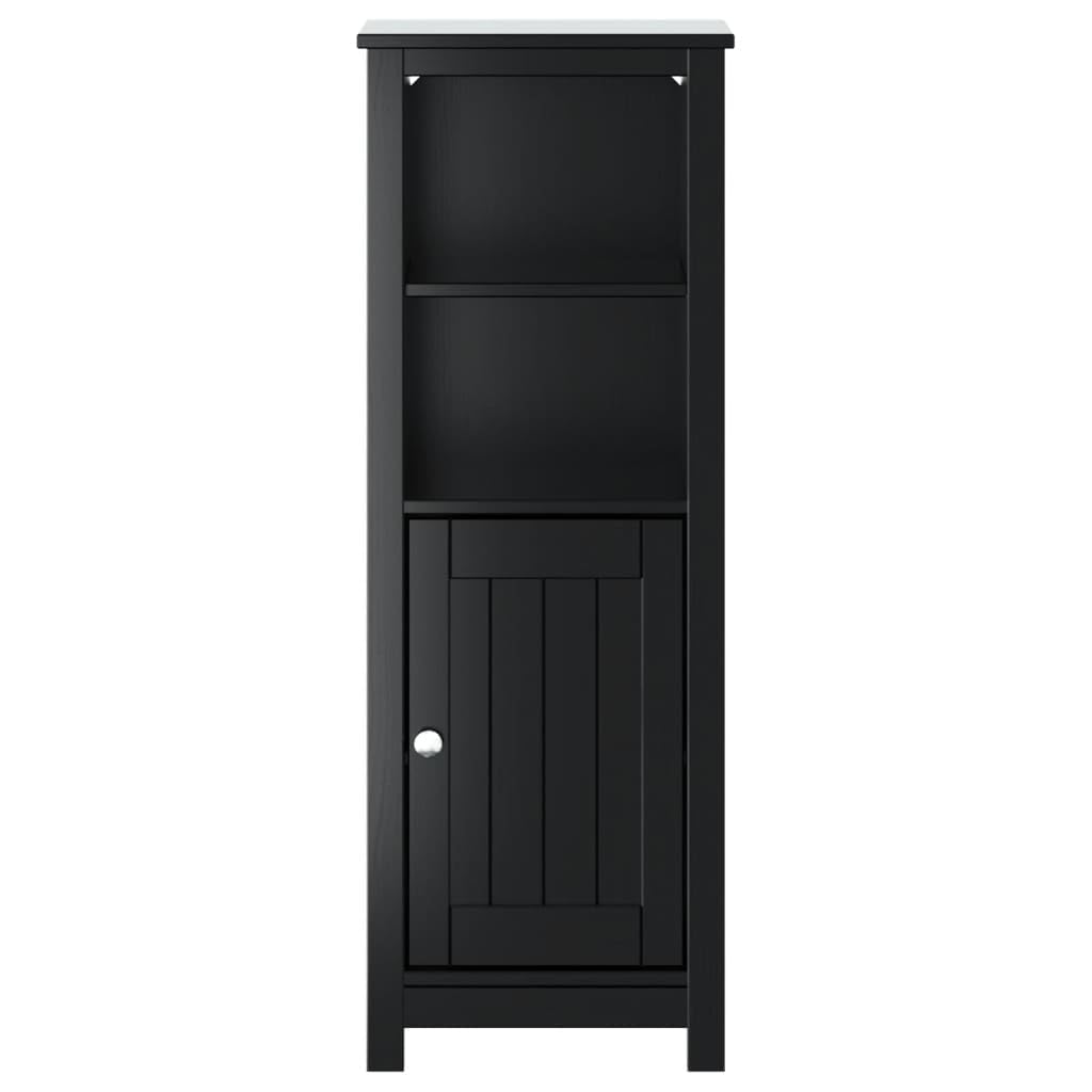 vidaXL Solid Pine Wood Bathroom Cabinet in Stylish Black Finish - Berg Range with Four Shelves and One Door - Compact and Functional Storage Solution, 358545