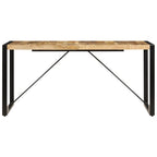 vidaXL Dining Table - Industrial-Style, Crafted from Solid Mango Wood and Powder-Coated Steel, Easy to Assemble, Brown and Black Finish, Perfect for Kitchen and Dining Room