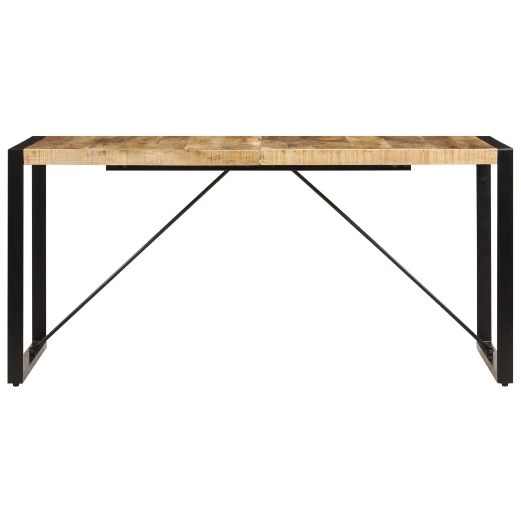 vidaXL Dining Table - Industrial-Style, Crafted from Solid Mango Wood and Powder-Coated Steel, Easy to Assemble, Brown and Black Finish, Perfect for Kitchen and Dining Room