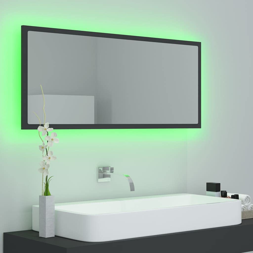 Led Bathroom Mirror Gray 39.4&quot;X3.3&quot;X14.6&quot; Engineered Wood