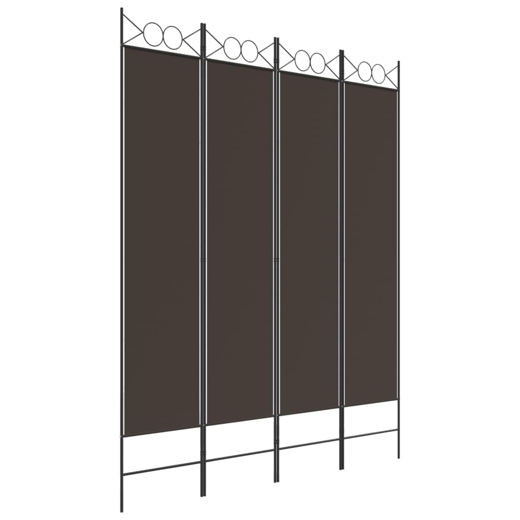 vidaXL Modern 4-Panel Room Divider, Brown Fabric with Durable Iron Structure, Foldable and Space-Saving, Versatile Screen with Easy Assembly, Suitable for Bedroom or Living Room Decoration