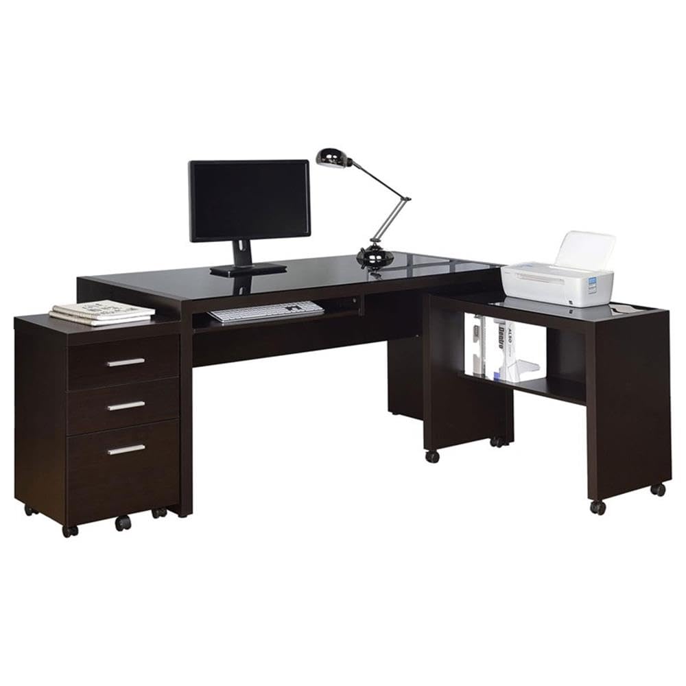 Coaster Skeena 3-Piece Transitional Wood Home Office Set Cappuccino