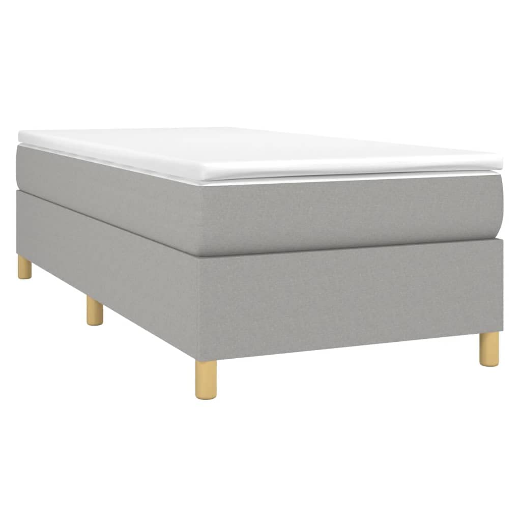 vidaXL Twin XL Fabric Box Spring Bed Frame, Light Gray - Plywood and Engineered Wood Construction - Fitting for 39.4"x79.9" Mattress