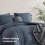 Monbix Twin Xl Comforter,Twin Xl Steel Gray Bedding Set 5 Pieces, All Seasons Comforters,Quilting Design Fluffy Bed Set Warm Twi