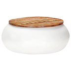 vidaXL Coffee Table White 26.8"x26.8"x11.8" Solid Reclaimed Wood