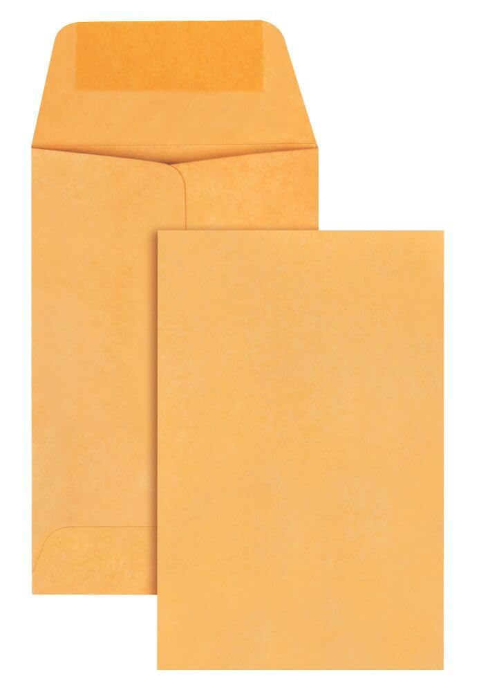 Quality Park #1 Coin And Small Parts Envelope With Gummed Flap For Home Or Office Use, 28 Lb. Brown Kraft, 2-1/4 X 3-1/2, 500 Pe
