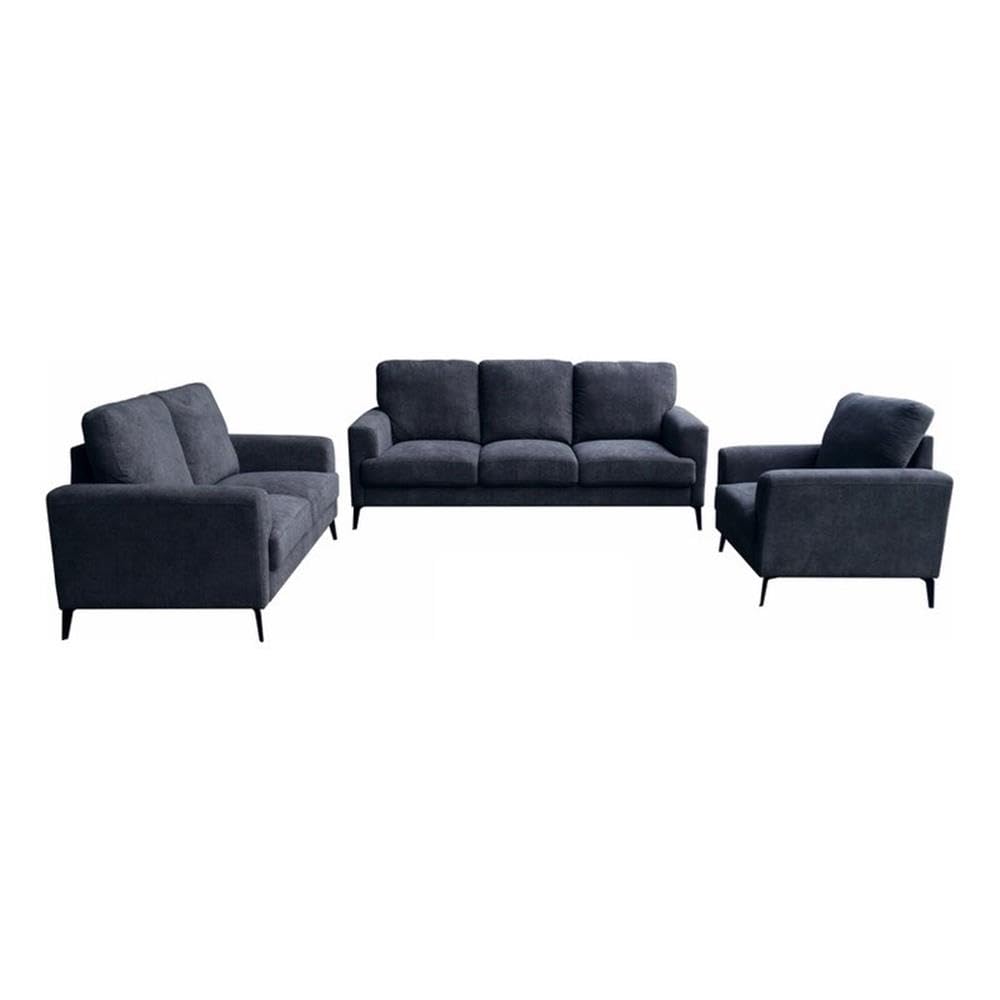 Jackson Black Chenille Sofa Loveseat Chair Living Room Set