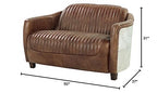 Acme Brancaster Leather Loveseat in Retro Brown and Gray