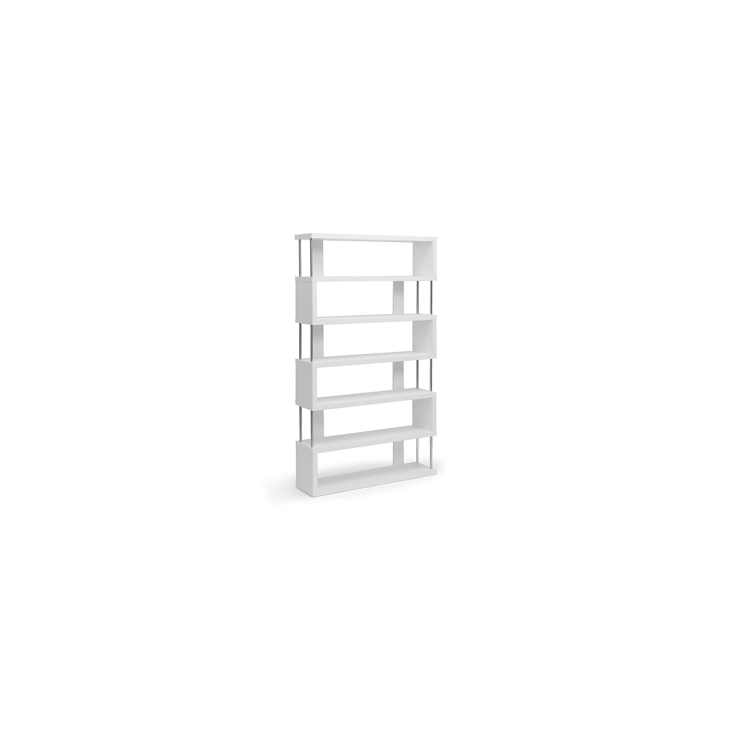 Baxton Studio Barnes 75.5-inch H 6-Shelf Bookcase, White (97-4834-HiT)