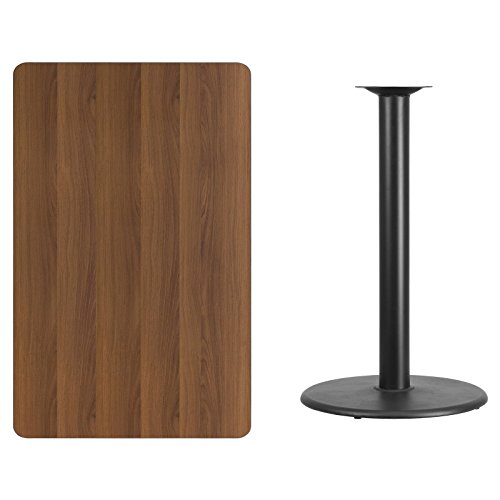 Flash Furniture 30'' x 48'' Rectangular Mahogany Laminate Table Top with 24'' Round Bar Height Table Base