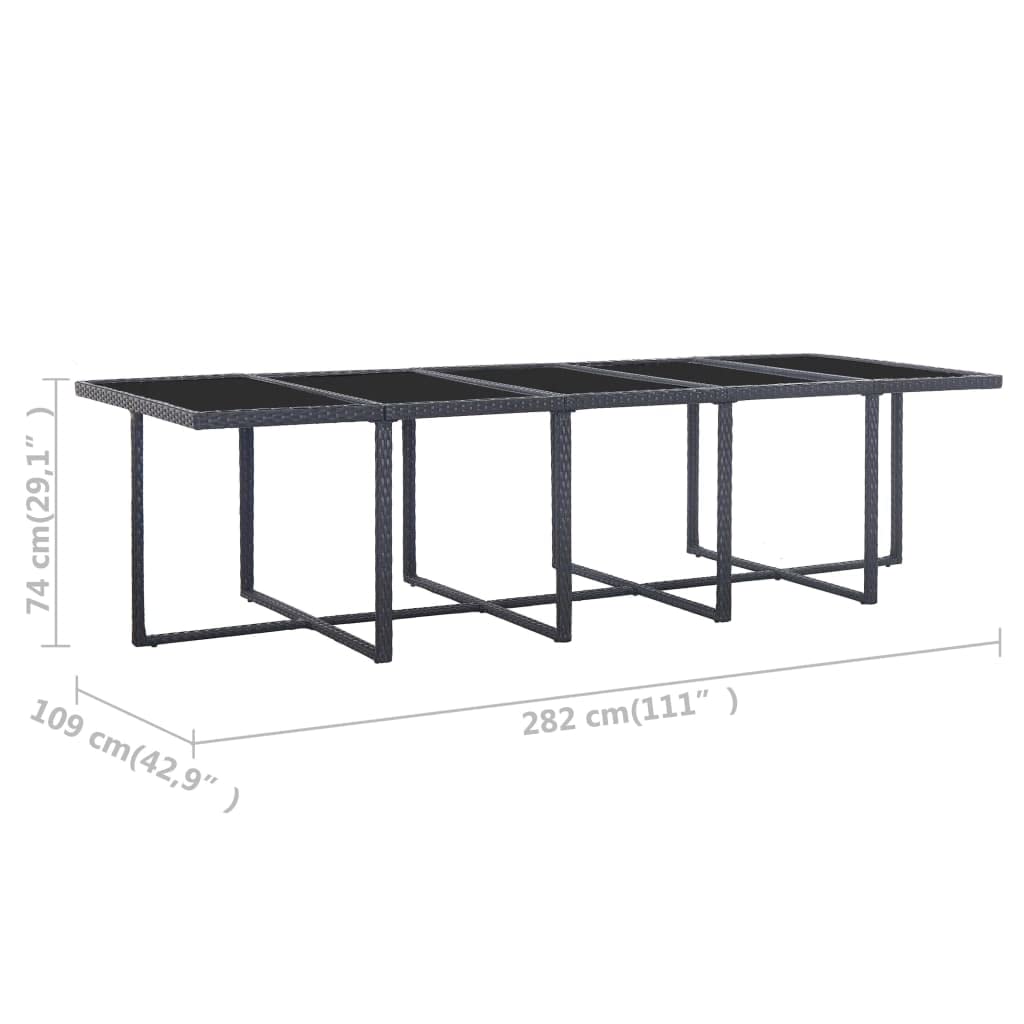 15 Piece Patio Dining Set with Cushions Poly Rattan Black