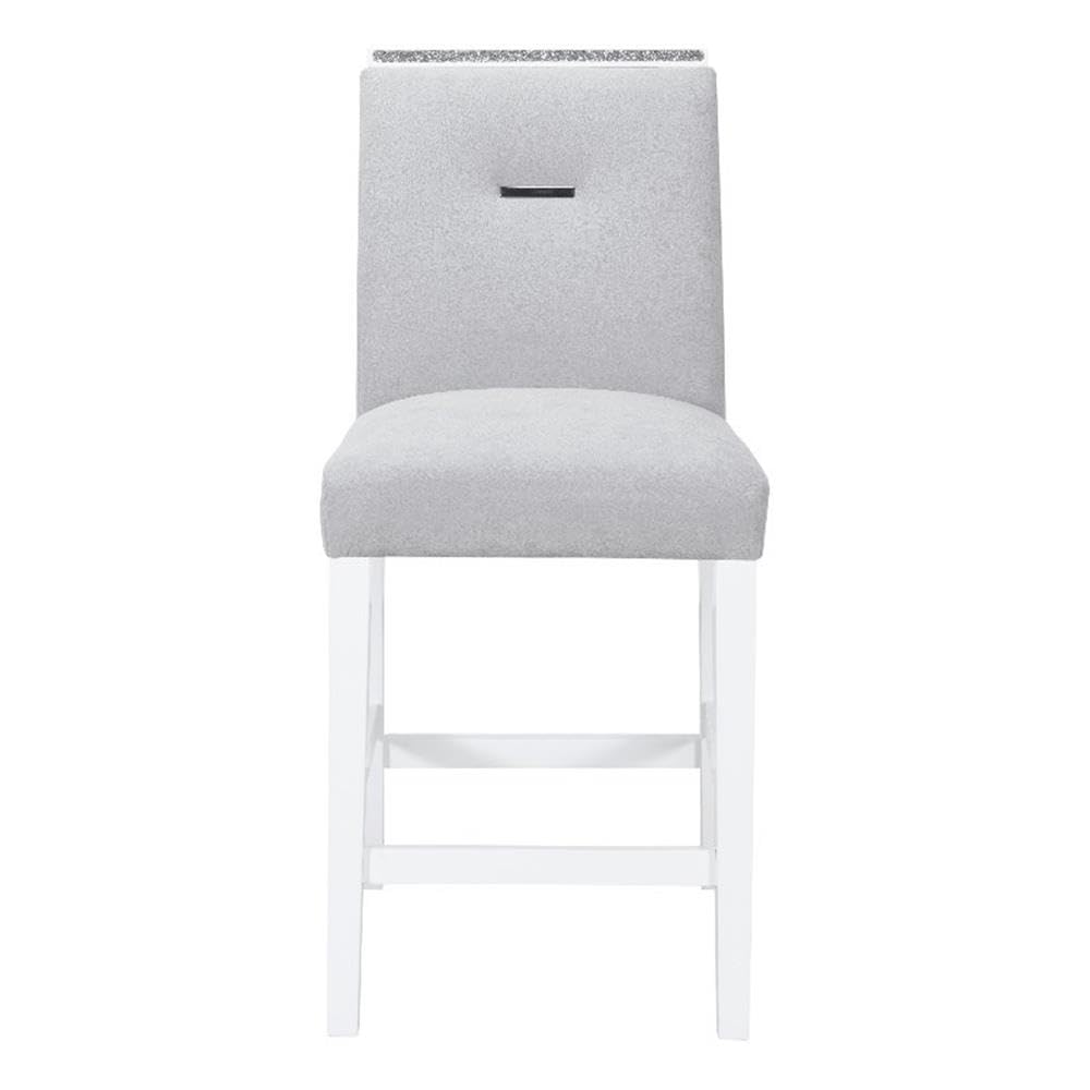 Global Furniture Usa Monaco Light Gray And White Upholstered Fabric Bar Stool