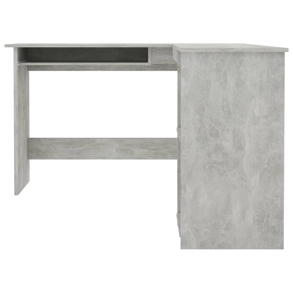 vidaXL Corner Desk, L-Shaped Computer Desk with Pull-Out Keyboard Tray, Home Office Desk, Workstation, Modern, Concrete Gray Engineered Wood