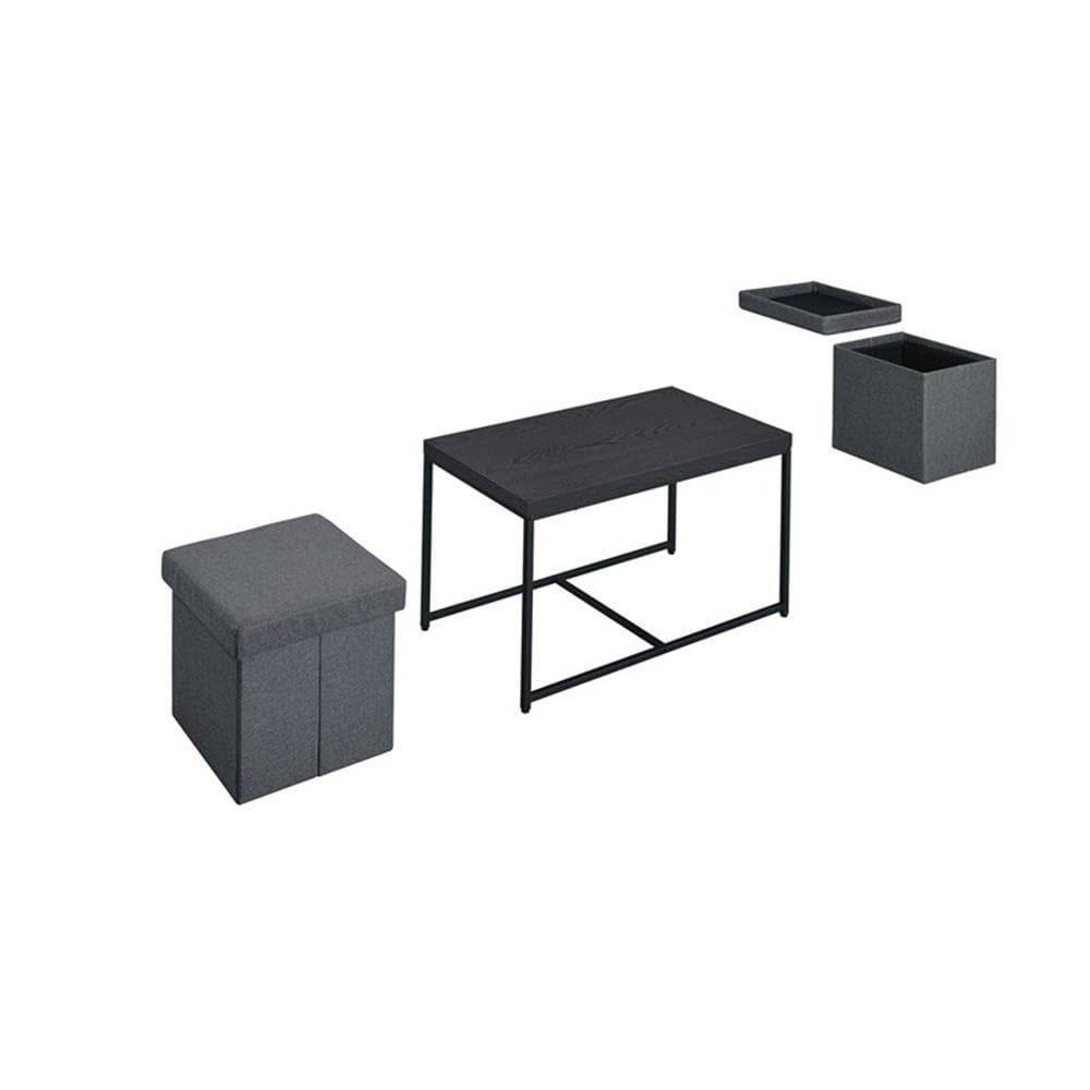 Lilola Home Murph Black Wood Grain 3 Piece Coffee Table Set