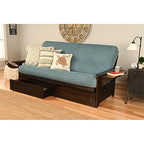 Kodiak Furniture Phoenix Frame with Linen Fabric Mattress in Espresso/Aqua Blue