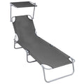Vidaxl Outdoor Folding Sun Lounger With Adjustable Canopy And Backrest - Comfortable, Portable, Durable And Lightweight, Weather
