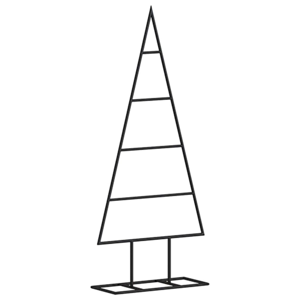 vidaXL Modern Black 23.6&quot; Metal Christmas Tree for Decoration - Powder-Coated Steel Stand - 5 Layer Design - Disassembles for Easy Storage - DIY Customizable