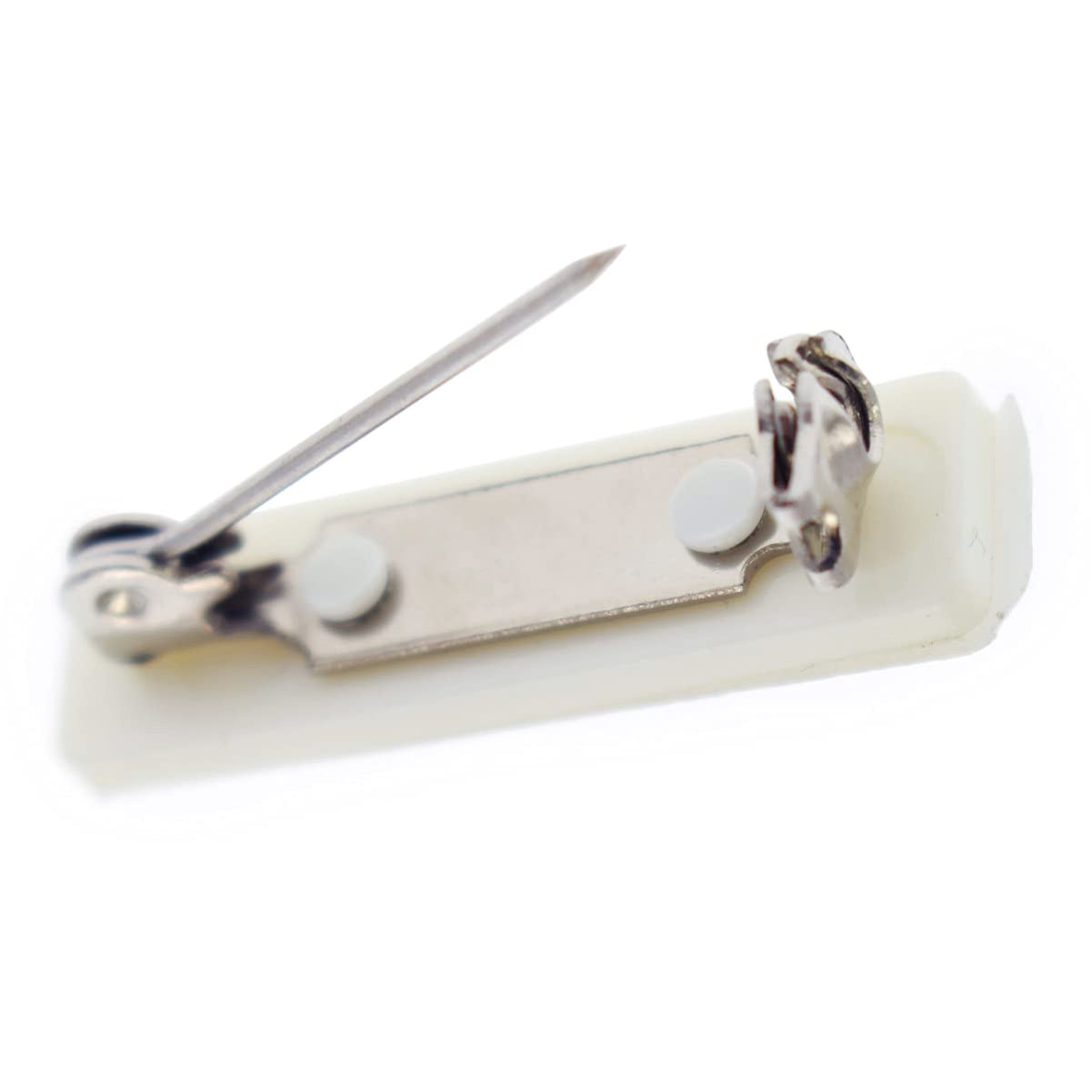 50 Pack - Premium Safety Bar Pins With Adhesive Sticky Back & Metal Locking Clasp - Blank Safety Pin Backing For Id Badges, Name
