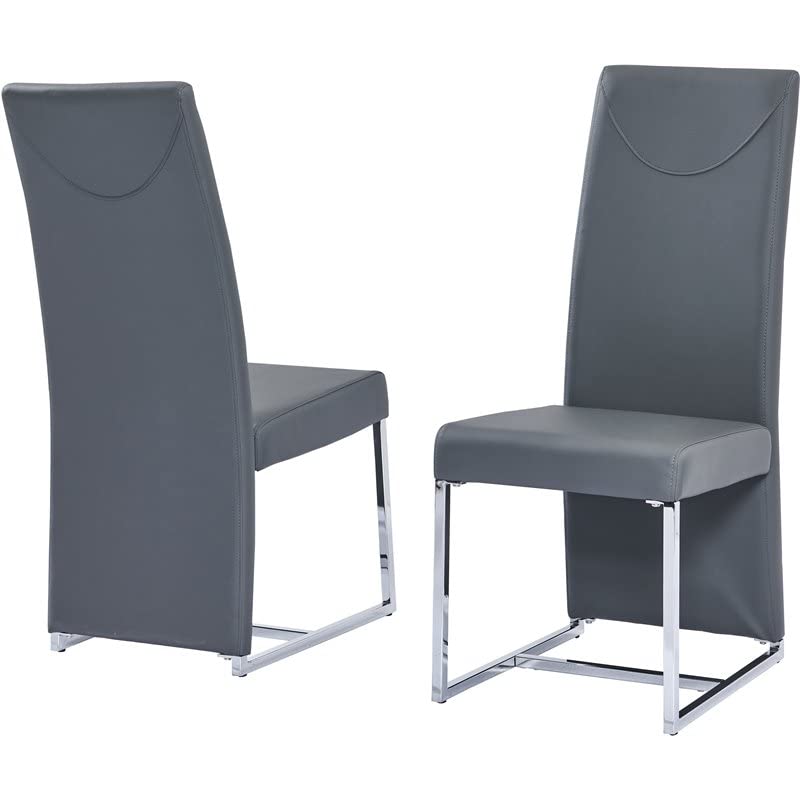 Best Master Furniture Judoc 18&quot; Faux Leather Dining Chair in Gray (Set of 2)