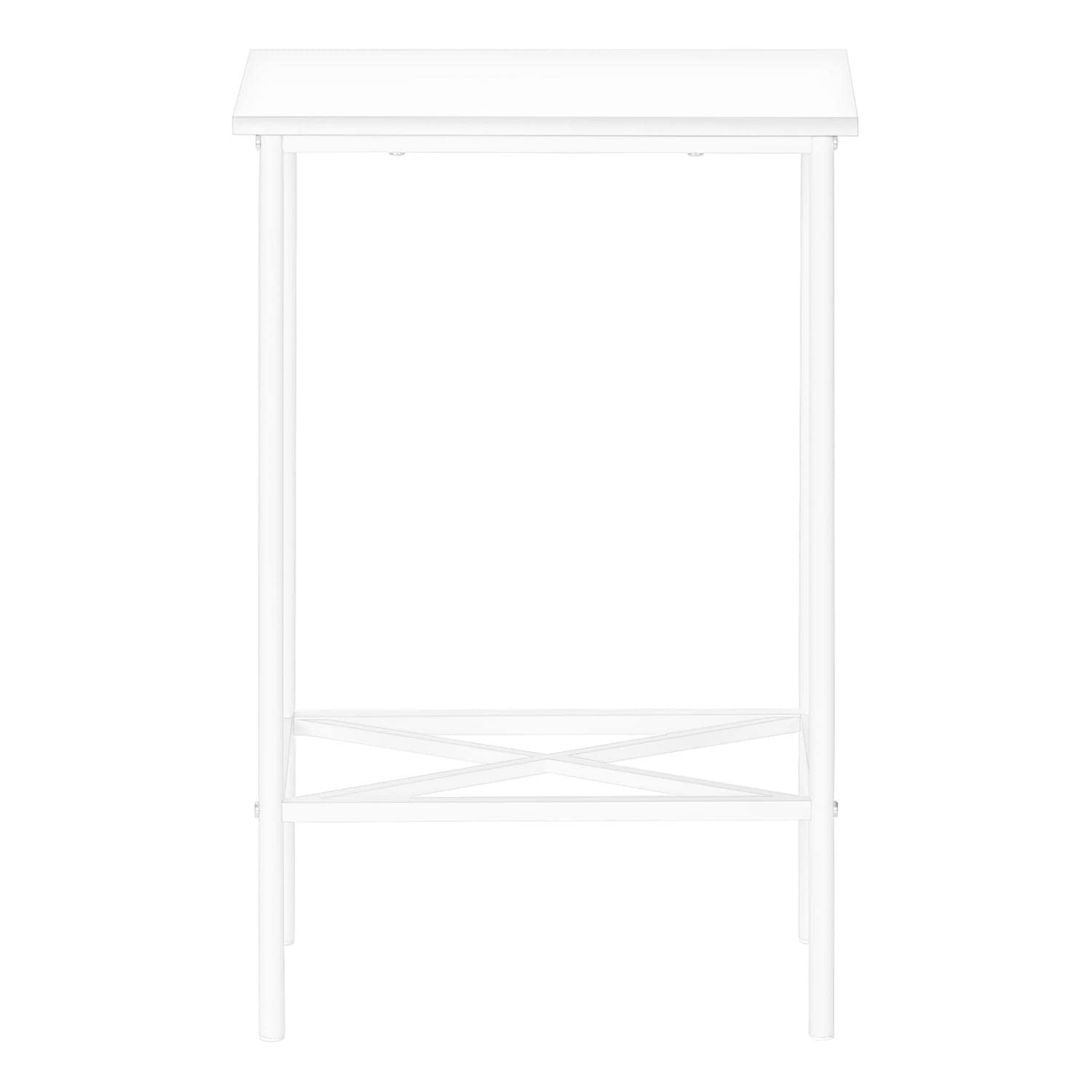 Monarch Specialties 2079 Accent Table, Side, End, Narrow, Small, 2 Tier, Living Room, Bedroom, Metal, Laminate, White, Contemporary, Modern Table-24, 15.75&Quot; L X 9.5&Quot; W X 24&Quot; H