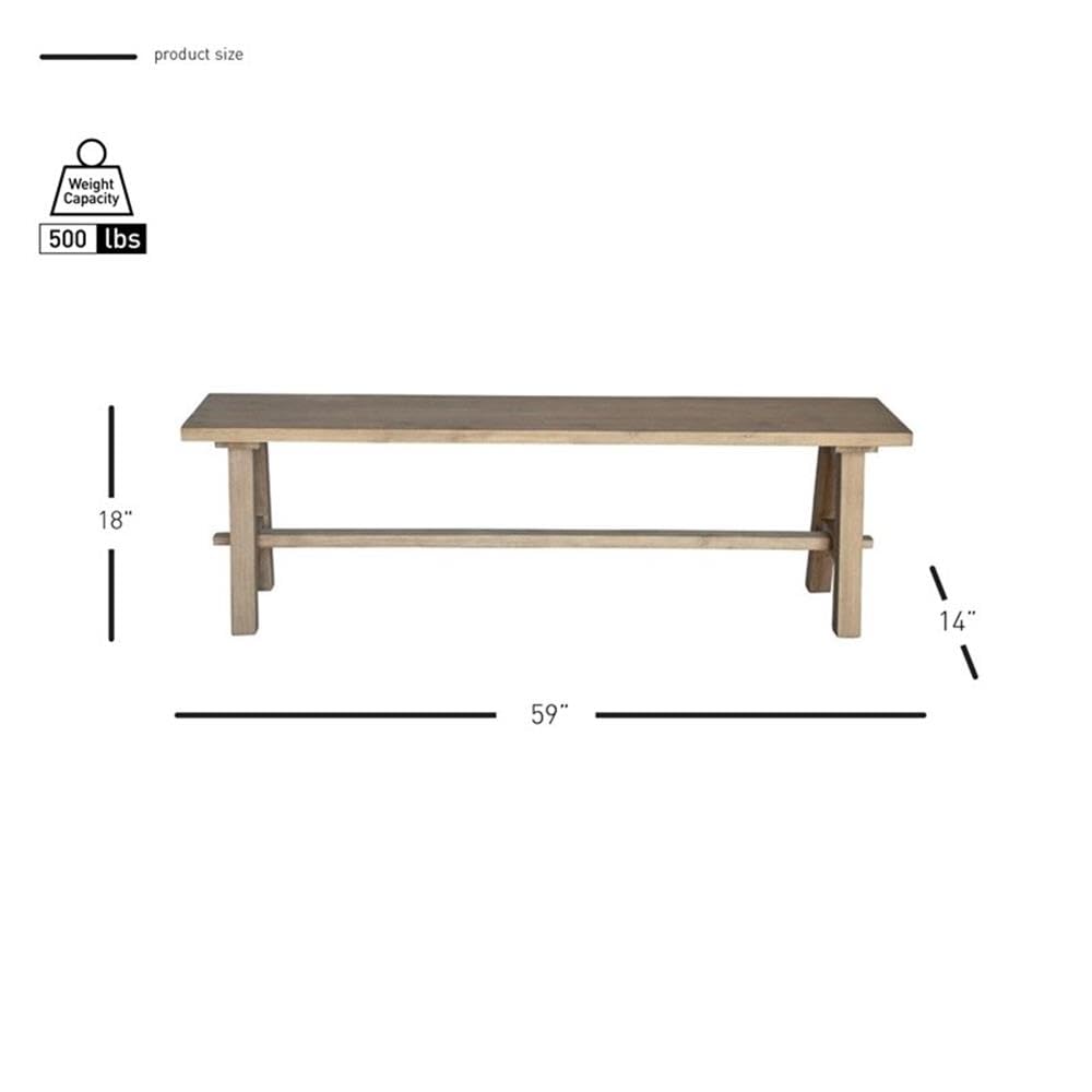 New Pacific Direct Bedford 59" Dining Bench, Brushed Smoke