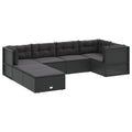 vidaXL Contemporary 7 Piece Patio Lounge Set with Adjustable Seats and Cushions, Black PE Rattan - Perfect for Deck, Patio, Garden