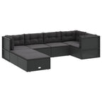 vidaXL Contemporary 7 Piece Patio Lounge Set with Adjustable Seats and Cushions, Black PE Rattan - Perfect for Deck, Patio, Garden