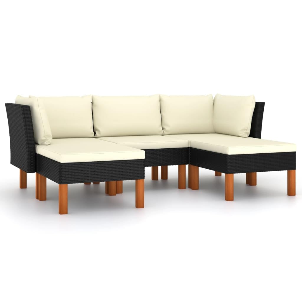 vidaXL Patio Lounge Set 5 Piece, Sectional Sofa for Outdoor Garden Yard, Patio Furniture with Cushions, Footrest, Farmhouse Modern Style