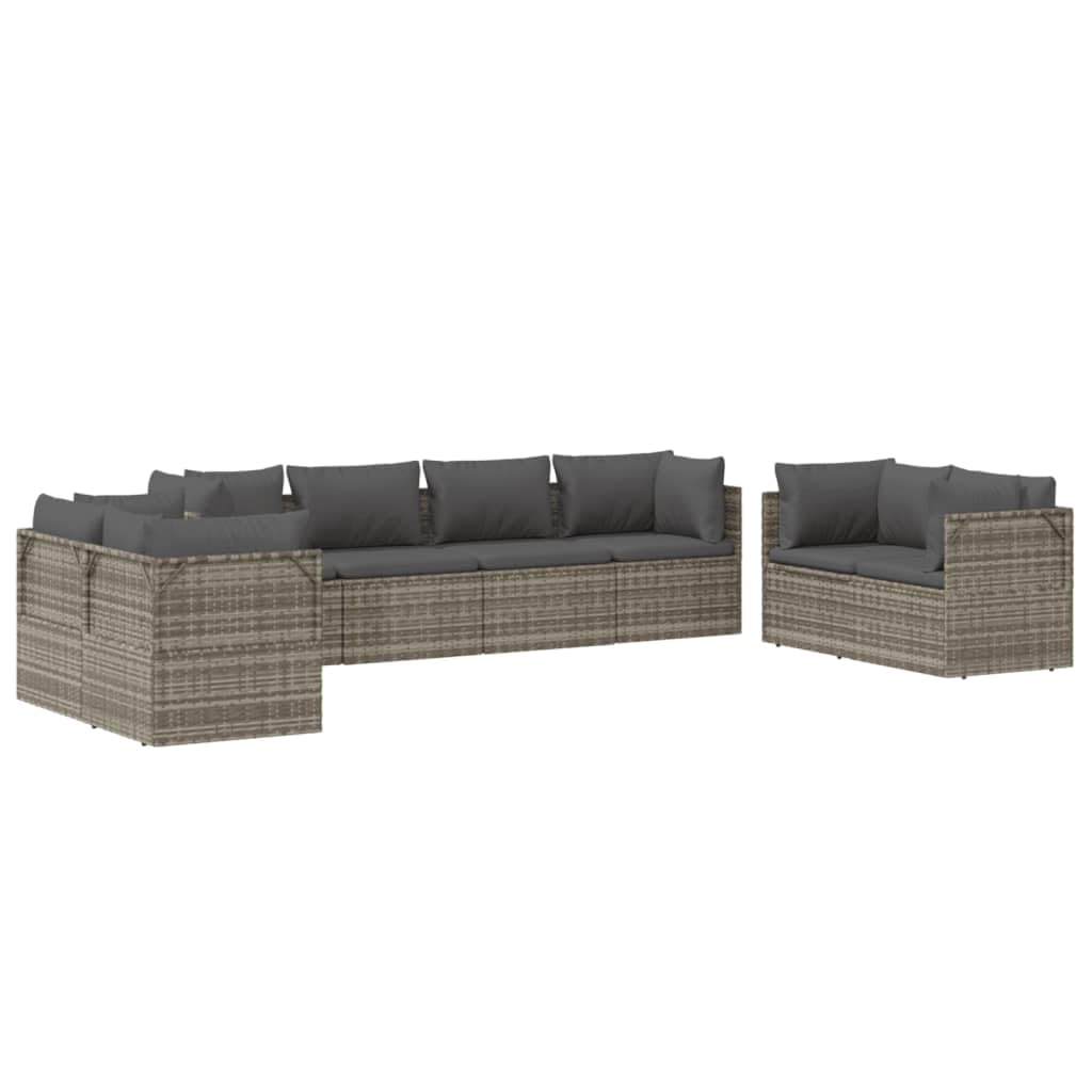 vidaXL - Modern Patio Corner Sofas Set in Gray Poly Rattan with Storage and Waterproof Bag Protection, Assembly Manual Included