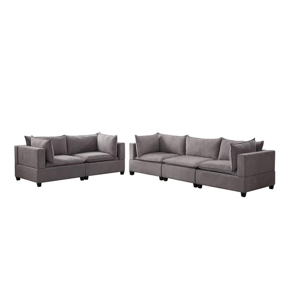 Lilola Home Madison Light Gray Fabric Sofa Loveseat Living Room Set