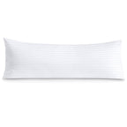 Body Pillow Case 20 X 48 Body Pillow Cover White Stripe Zipper Closer Set Of 1 Pc Premium- 600 Thread Count Hotel Quality 100% E