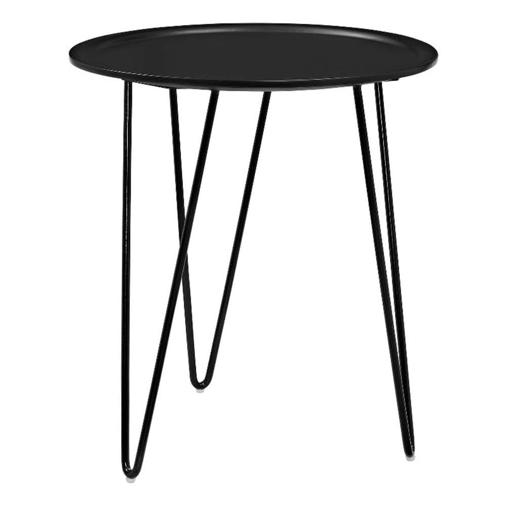 Modway Digress Mid-Century Round Side Table With Hairpin Legs in Black